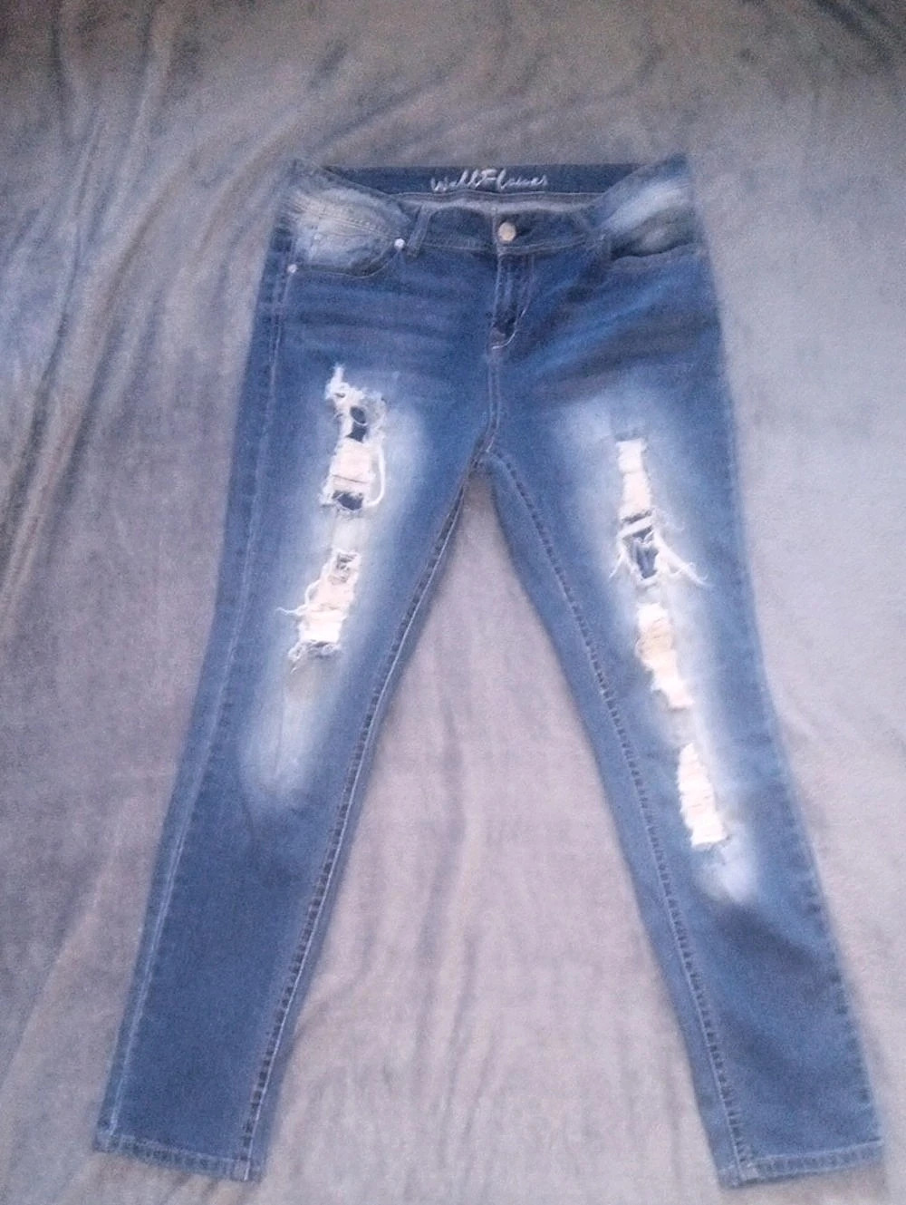 WallFlower Distressed Skinny Jeans in Blue Waist 13